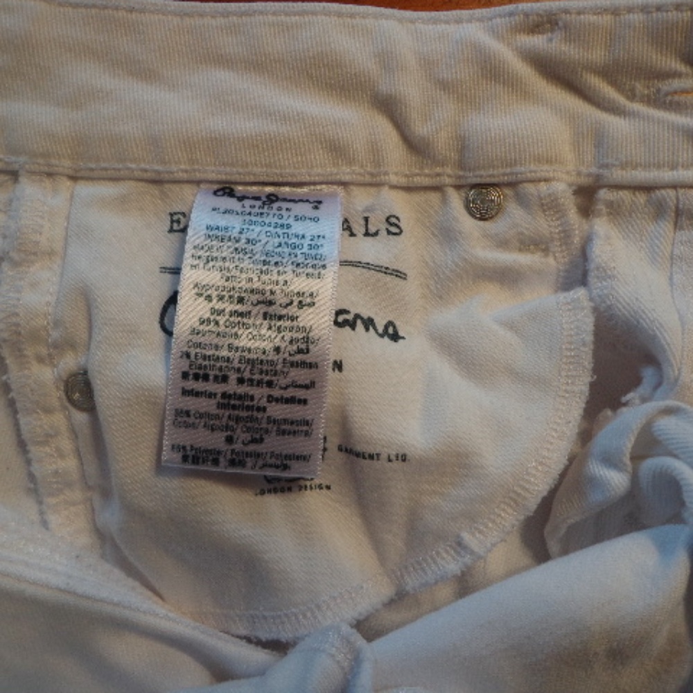 Pepe Jeans London White Slim Leg 27/30" - Picture 3 of 8